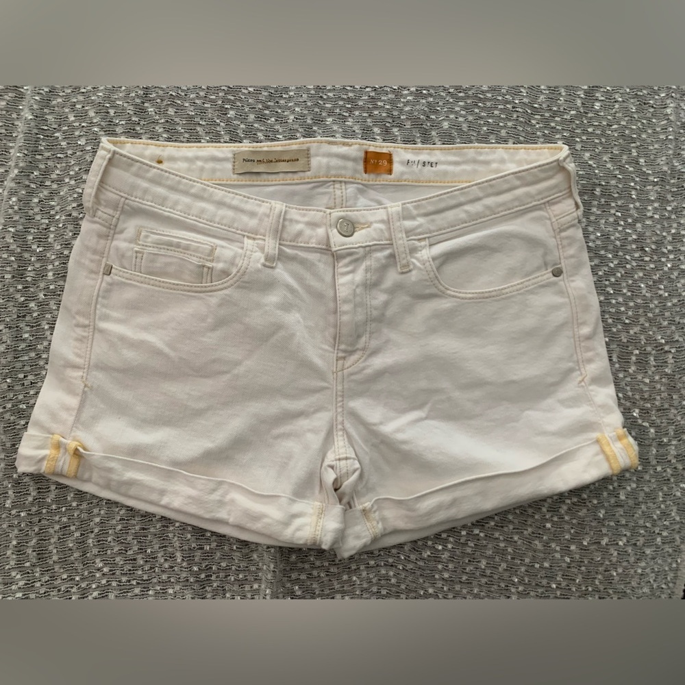 Pilcro and the Letterpress White Jean Shorts Cuffed Hem